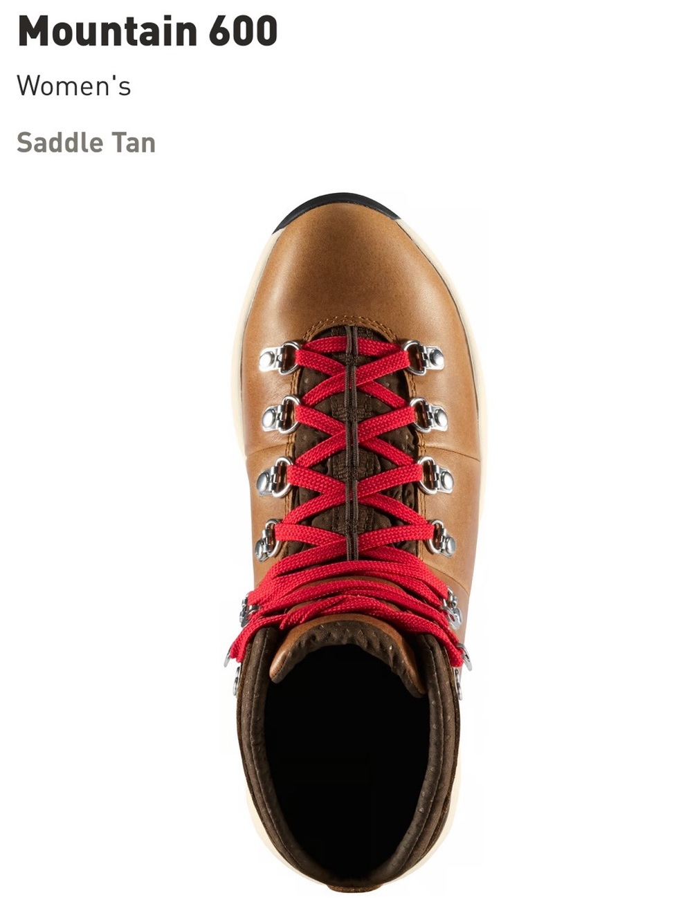 Danner Mountain 600 Women's Saddle Tan Boots with Red Laces - Picture 3 of 14